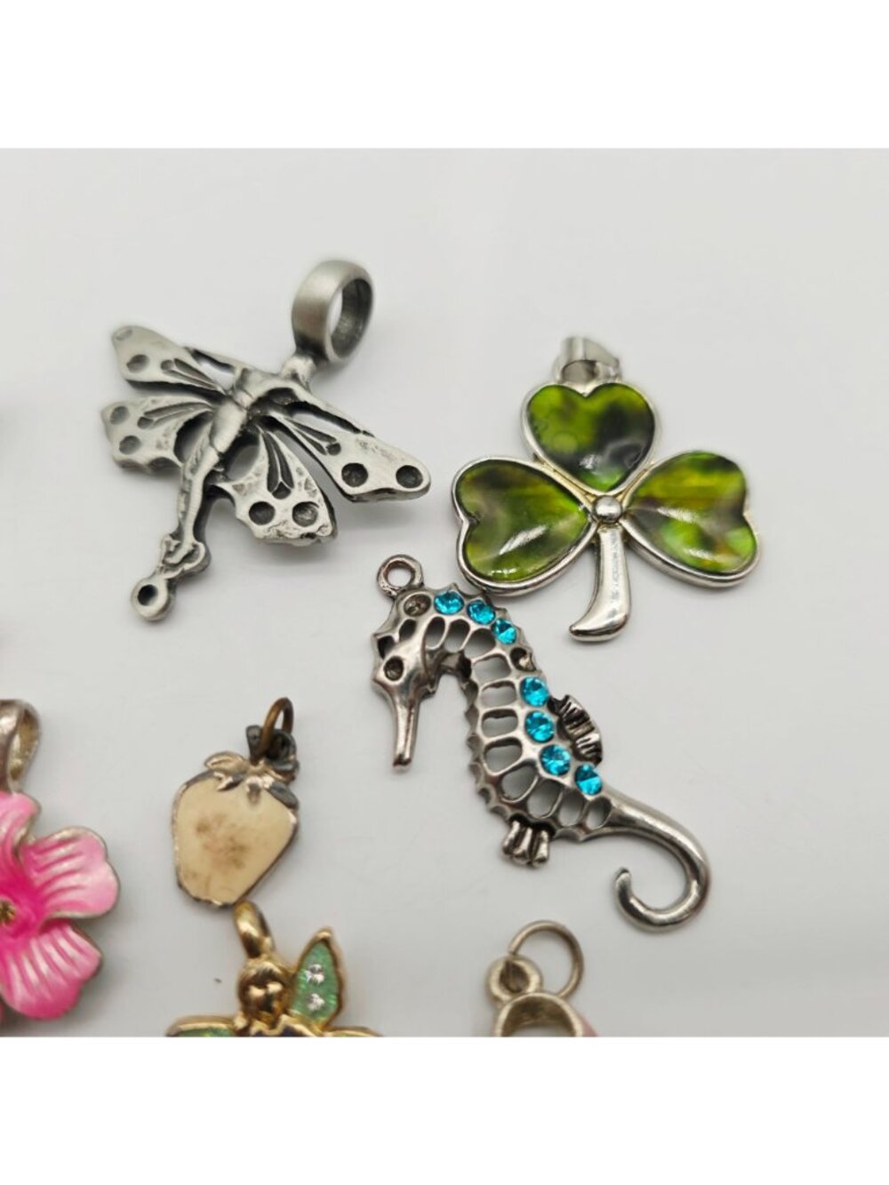 Assorted Charms Pendants Butterfly Seahorse Shamrock Pink Ribbon Fairy Bells - Picture 2 of 7